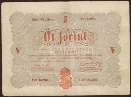 1848. 5Ft "Kossuth bankó" vörösbarna "Buda" szó "u" betűje alul felül zárt "Pest" szó után a vessző vízszintesen fekszik! T:restaurált