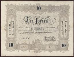 1848. 10Ft "Kossuth bankó" bal alsó sarokban függőleges "o." korabeli írással!  T:restaurált