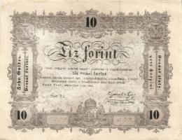 1848. 10Ft "Kossuth bankó" jobb oldali számozás átlagtól elütő szokatlan formában "5%"  T:restaurált