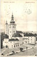 1916 Besztercebánya, Banská Bystrica; Mátyás tér, égi vár, templom. Ivánszky Elek kiadása / square, old castle, church (Rb)