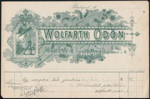 1914 Wolfarth Ödön műlakatos mester díszes fejléces száma fél, 15x22,5 cm