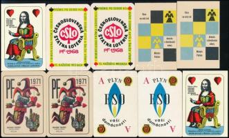 1968-1974 11 db kártyamotívumos kártyanaptár