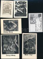 8 db vegyes ex libris, papír, vegyes technika, különböző méretekben