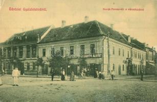 Gyulafehérvár, Alba Iulia; Novák Ferenc tér, Városháza, Jakabffy Albert, Frei Adolf üzlete. W. L. 3150. / square, town hall, shops (EK)