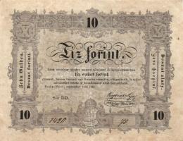 1848. 10Ft "Kossuth bankó" jobb oldalon kézi számozás után pont! T:II