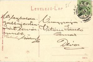 Hátszeg, Wallenthal, Hateg; Fő tér, Hirsch Ignátz üzlete. W. L. (?) 1711. Kiadja Mester János / main...