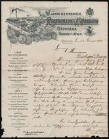 1892 Roessemann és Kühnemann gépgyára díszes fejléces levél, szélén szakadások