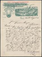 1906 Újpest, Egyesült Izzó (Vereinigte Electricitäts Actien Gesellschaft) gyár díszes fejléces levél