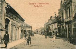 Csíkszereda, Miercurea Ciuc; Rákóczi utca, Fekete Vilmos, Nagy Gyula üzlete. W. L. (?) 1788. / street view, shops