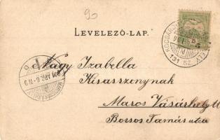 1901 Marosludas, Ludus; Kompász János üzlete és kirakata. Weinrich S. fényképész képe után / shop fr...