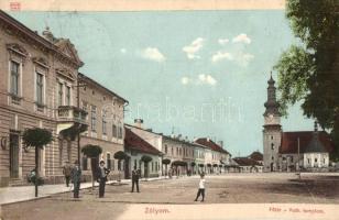 1917 Zólyom, Zvolen; Fő tér, katolikus templom / main square, church (EK)