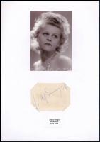 Dajka Margit (1907-1986) színésznő aláírása papírlapon, fényképpel