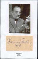 Greguss Zoltán (1904-1986) színész aláírása papírlapon, fényképpel