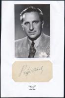 Páger Antal (1899-1986) színész aláírása papírlapon, fényképpel
