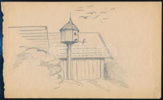 Élő József (?-?): 6 db grafika. Ceruza, papír, jelzett, 14×22 cm