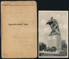 1937-1979 Kis katonai témájú tétel (igazolványi lap, képeslap, levelezőlap), 4 db