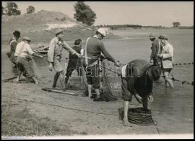 ca 1979 Balatoni halászok, 3db vintage fotó, 18x13 cm