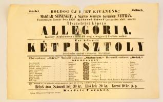1856 Nyitra színházi előadás plakátja hirdeménybélyeggel 39x25 cm
