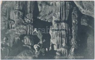 Resicabánya, Resita; A sztirniki cseppkőbarlang. Weiss Adolf kiadása 1908. Horváth László felvétele / Die Stirniker Tropfsteinhöhle / stalactite cave interior (EK)