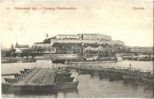 1911 Újvidék, Novi Sad; Pétervárad vár, hajóhíd / Peterwardein / Petrovaradin castle, pontoon bridge