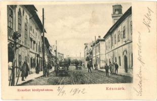 Késmárk, Kezmarok; Erzsébet királyné utca, üzletek / street view, shops