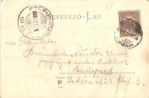 1900 Nagyszombat, Tyrnau, Trnava; Vasútállomás, létra, vasutasok / railway station, ladder, railwaym...