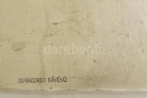 "Dunacorso Kávéház" feliratú fém tálca, 27×22 cm