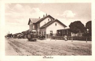 Pozsony, Pressburg, Bratislava; Újvárosi pályaudvar, vasútállomás, villamos. M. B. 17. 1923. / Neustadter Bahnhof / railway station, tram