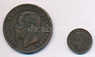 Olaszország 1862. 10c Cu + 1867M 1c Cu "II. Viktor Emánuel" T:2,1- ph., apró ü.   Italy 1862. 10 Centesimi Cu + 1867M 1 Centesimo Cu "Vittorio Emanuele II"  C:XF,AU edge error, tiny ding Krause KM#1.1; 11.2