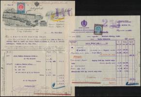 4 db különféle számla vízjeles papíron okmánybélyeggel