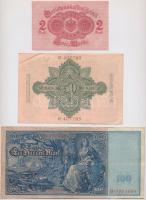 Német Birodalom 1906. 50M + 1908. 20M + 1910. 100M piros pecséttel + 1914. 2M T:II-III-
German Empi...