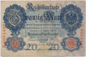 Német Birodalom 1906. 50M + 1908. 20M + 1910. 100M piros pecséttel + 1914. 2M T:II-III-
German Empi...