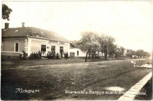1937 Kisköre, utca, Hangya fogyasztási szövetkezet és Pócs Jenő hentes és mészáros üzlete, községháza. photo