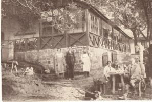 1928 Klastrompuszta (Kesztölc), menedékház, vendéglő, étterem. Báthory Béla felvétele (EK)