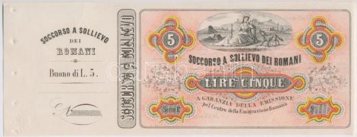 Olaszország 1867. 5L kitöltetlen, aláírás nélkül T:I Italy 1867. 5 Lire without signature and serial C:UNC