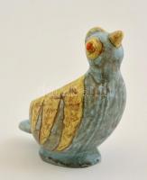 Gorka Lívia (1925-2011): Madár, mázas kerámia, jelzett,  hibátlan, 13×12×6 cm