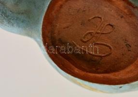 Gorka Lívia (1925-2011): Madár, mázas kerámia, jelzett,  hibátlan, 13×12×6 cm