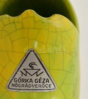 Gorka Géza (1894-1971): Sárgászöld hal, mázas kerámia (Nógrádverőce), matricával jelzett, mázhibával...