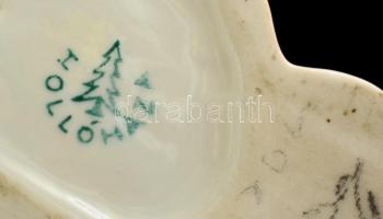 Hollóházi porcelán spániel, kézzel festett, jelzett, kis kopásnyomokkal, m: 14 cm