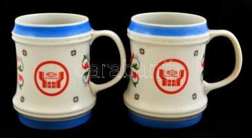 Hollóházi porcelán korsó, matricás, jelzett, hibátlan, m: 12,5 cm