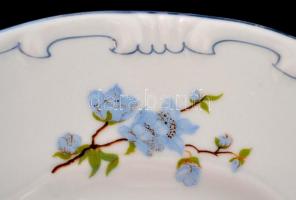 Zsolnay virágmintás porcelán lapos tányér, 6 db, részben kézzel festett, részben matricás, d: 24 cm