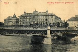 Graz, Radetzky Brücke und Justizpalais / Radetzky bridge, Palace of Justice. W. L. 2237. (EK)