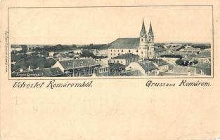 1898 Komárom, Komárno; látkép, templom. Spitzer Sándor kiadása / general view, church (Rb)