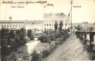 Komárom, Komárno; Felső Duna sor, Kohn Jakab üzlete, Korona kávéház. Freisinger Mór kiadása / street view, shops, café (EK)