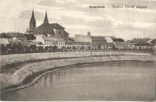 Komárom, Komárno; Ferenc József rakpart, templom. Czike Dénes kiadása / Franz Joseph quay, church
