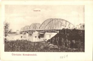 1901 Komárom, Komárno; Duna vashíd. Czike Dénes kiadása / Danube iron bridge (vágott / cut)