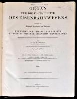 1938 Organ für die Fortschritte des Eisenbahnwesens. 93. évf. Berlin, 1938, Julius Springer. Német nyelven. Átkötött félvászon-kötés, intézményi bélyegzővel. /Half-linen-binding, in German language.