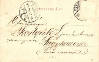 1904 Szeged, Tűzoltó laktanya, vizes hordós tűzoltó kocsik. Lipsitz S. képcsarnok kiadása