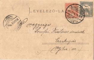 1900 Székesfehérvár, Vasúti indóház, vasútállomás, faszerkezetes váró vonatokkal. Kaufman F. kiadása...