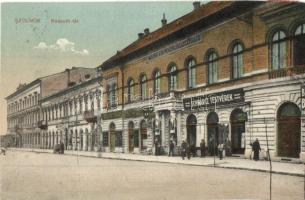 1924 Szolnok, Kossuth tér, Schwarcz Testvérek és Jancsó üzlete, Magyar Kir. Pénzügyigazgatóság, Takarékpénztár